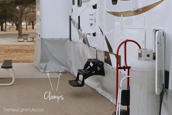 Rv Vinyl Skirting Update Pipe Clamp System The New Lighter Life