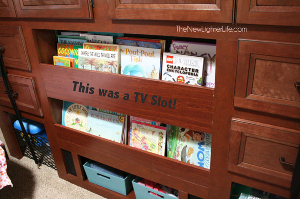 TV-converted-to-Bookcase-rv-bunk-room