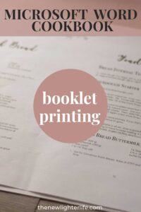 Easy Settings to Print a Cookbook as a Booklet