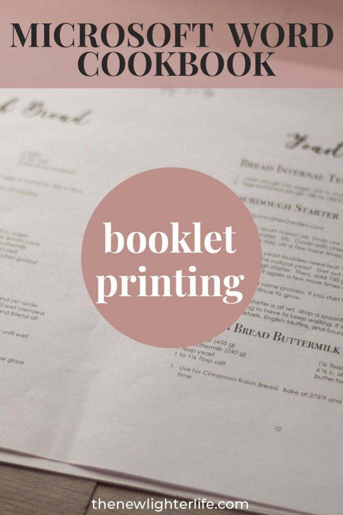 COOKBOOK PRINTING GETTING STARTED