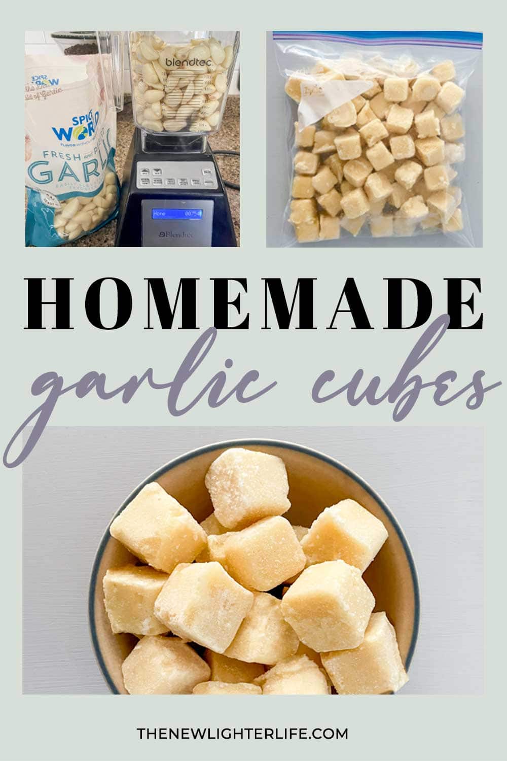 freezing garlic in ice cube trays - One Hundred Dollars a Month